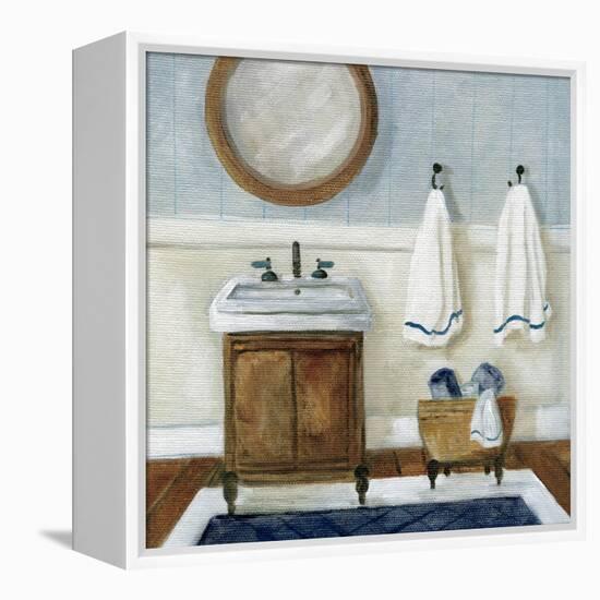 Cozy Navy Bath I-Carol Robinson-Framed Stretched Canvas