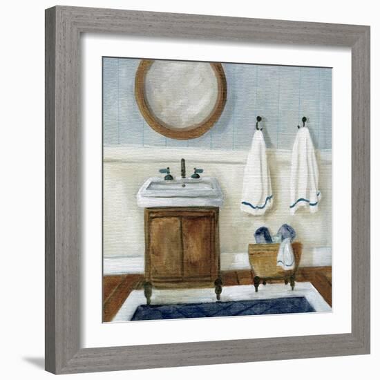 Cozy Navy Bath I-Carol Robinson-Framed Art Print