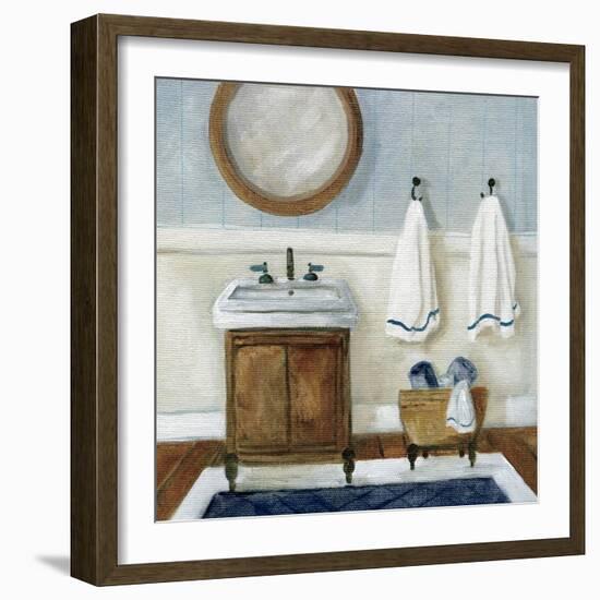 Cozy Navy Bath I-Carol Robinson-Framed Art Print