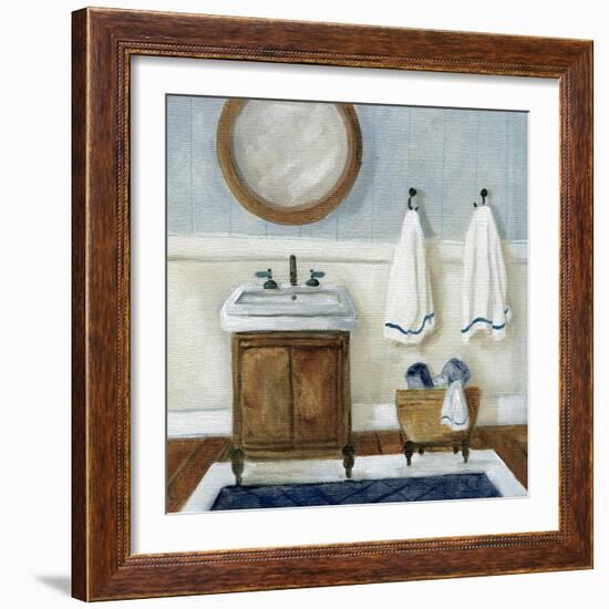 Cozy Navy Bath I-Carol Robinson-Framed Art Print