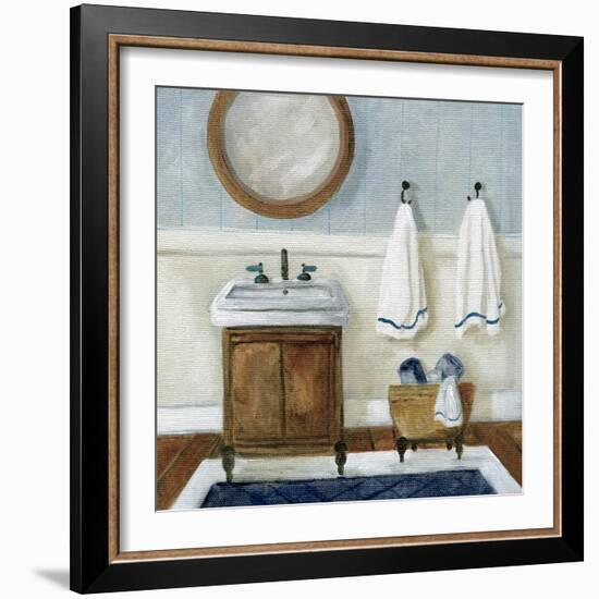 Cozy Navy Bath I-Carol Robinson-Framed Art Print