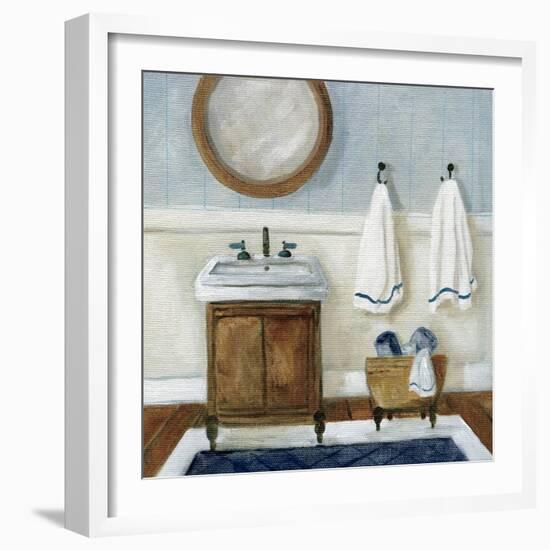 Cozy Navy Bath I-Carol Robinson-Framed Art Print