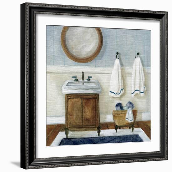 Cozy Navy Bath I-Carol Robinson-Framed Art Print