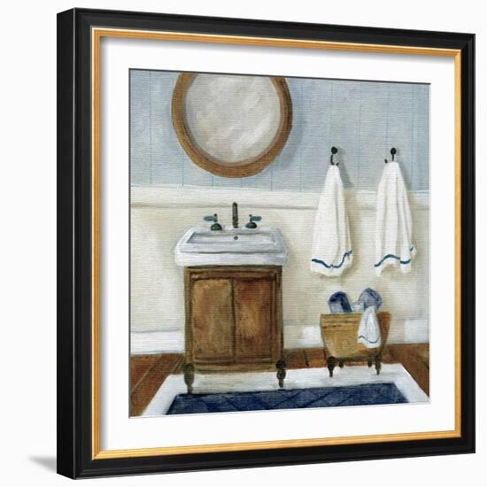 Cozy Navy Bath I-Carol Robinson-Framed Art Print