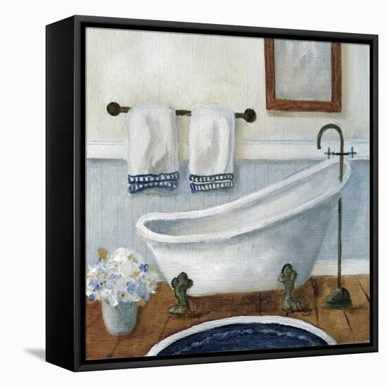 Cozy Navy Bath II-Carol Robinson-Framed Stretched Canvas