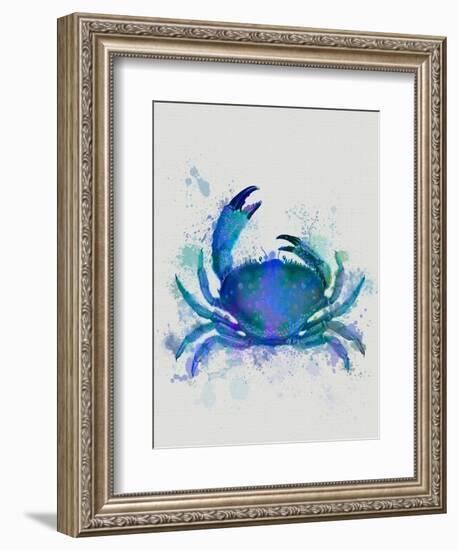 Crab 1 Blue Rainbow Splash-Fab Funky-Framed Art Print