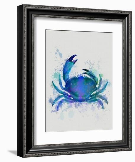Crab 1 Blue Rainbow Splash-Fab Funky-Framed Art Print