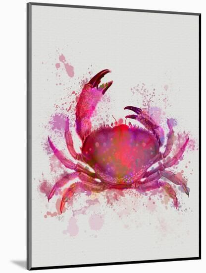 Crab 1 Pink Rainbow Splash-Fab Funky-Mounted Art Print