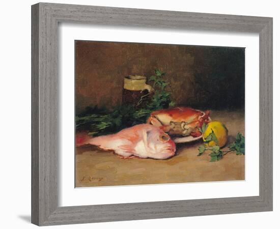 Crab and Red Mullet-Jules Ernest Renoux-Framed Giclee Print