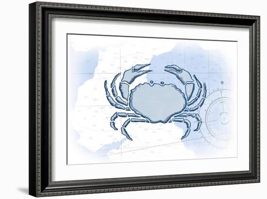 Crab - Blue - Coastal Icon-Lantern Press-Framed Art Print