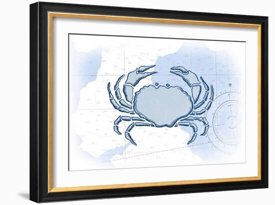 Crab - Blue - Coastal Icon-Lantern Press-Framed Art Print