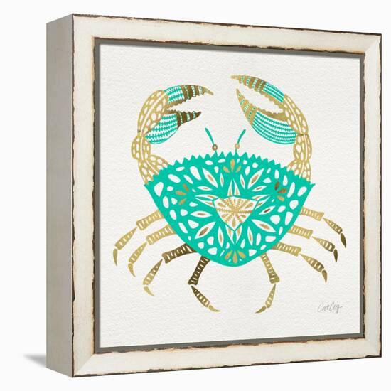 Crab in Gold and Turquoise-Cat Coquillette-Framed Premier Image Canvas