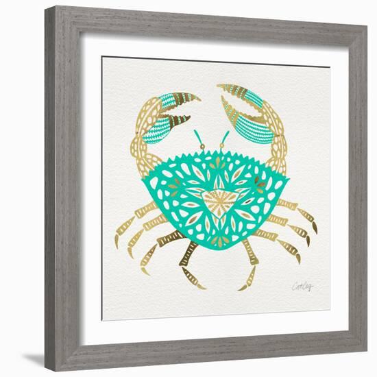 Crab in Gold and Turquoise-Cat Coquillette-Framed Giclee Print