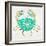 Crab in Gold and Turquoise-Cat Coquillette-Framed Giclee Print