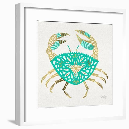 Crab in Gold and Turquoise-Cat Coquillette-Framed Giclee Print