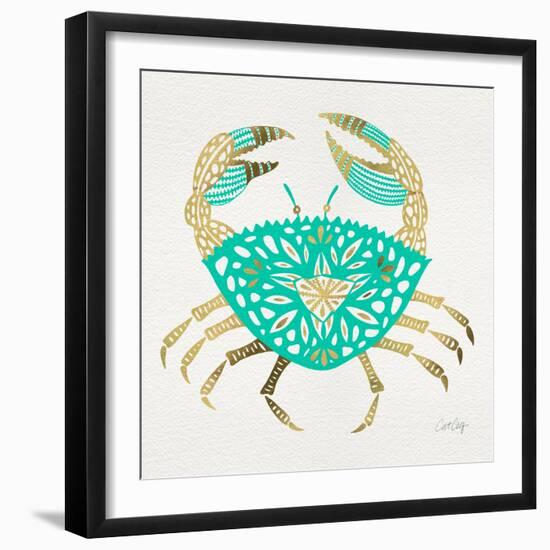 Crab in Gold and Turquoise-Cat Coquillette-Framed Giclee Print