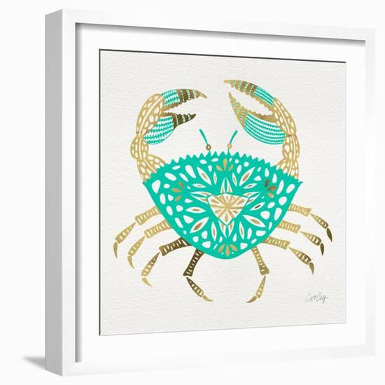 Crab in Gold and Turquoise-Cat Coquillette-Framed Giclee Print