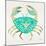 Crab in Gold and Turquoise-Cat Coquillette-Mounted Giclee Print