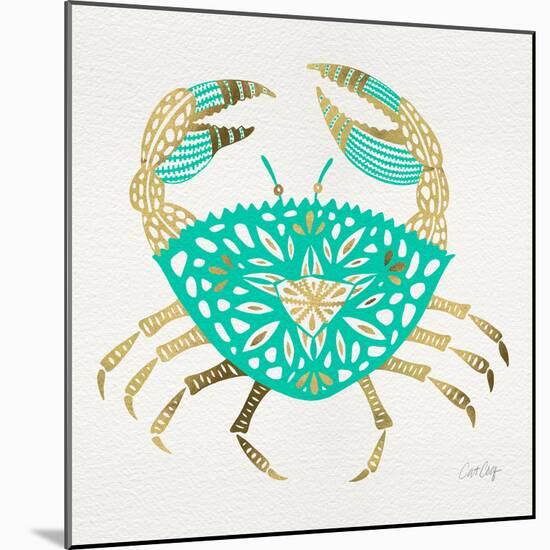 Crab in Gold and Turquoise-Cat Coquillette-Mounted Giclee Print