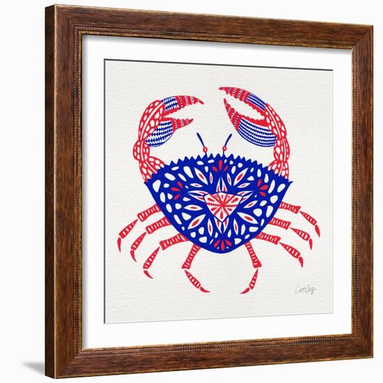 Crab in Red and Navy-Cat Coquillette-Framed Giclee Print