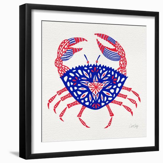 Crab in Red and Navy-Cat Coquillette-Framed Giclee Print