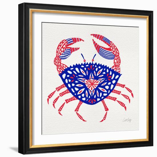 Crab in Red and Navy-Cat Coquillette-Framed Giclee Print