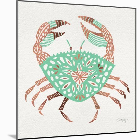 Crab in Rose Gold and Mint-Cat Coquillette-Mounted Giclee Print