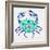 Crab in Turquoise and Navy-Cat Coquillette-Framed Giclee Print