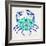 Crab in Turquoise and Navy-Cat Coquillette-Framed Giclee Print