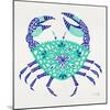 Crab in Turquoise and Navy-Cat Coquillette-Mounted Giclee Print