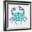 Crab in Turquoise and Navy-Cat Coquillette-Framed Giclee Print