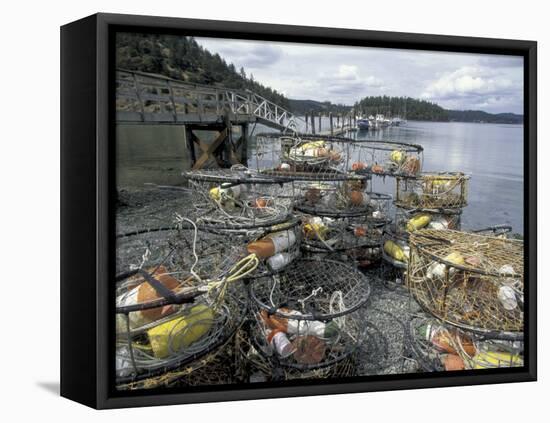 Crab Pots on Shore of Cornet Bay, Whidbey Island, Washington, USA-William Sutton-Framed Premier Image Canvas