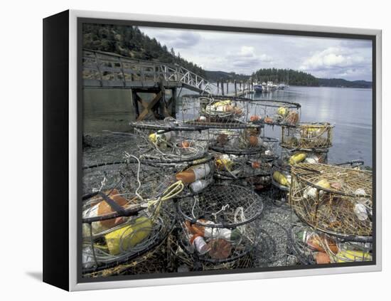 Crab Pots on Shore of Cornet Bay, Whidbey Island, Washington, USA-William Sutton-Framed Premier Image Canvas