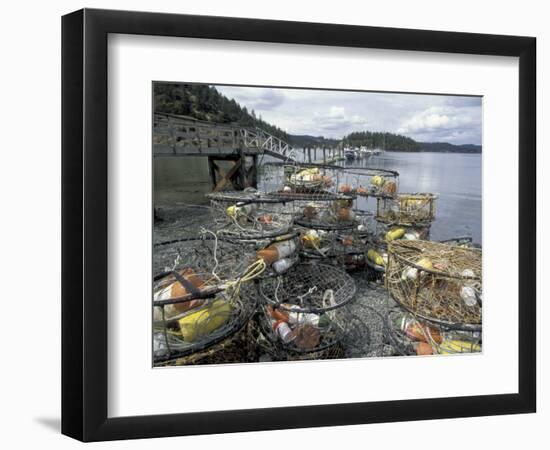 Crab Pots on Shore of Cornet Bay, Whidbey Island, Washington, USA-William Sutton-Framed Photographic Print