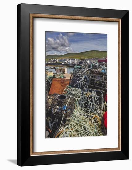 Crab pots piled up on the wharf at Portmagee, Skelligs Ring, Ring of Kerry, County Kerry, Munster, -Nigel Hicks-Framed Photographic Print