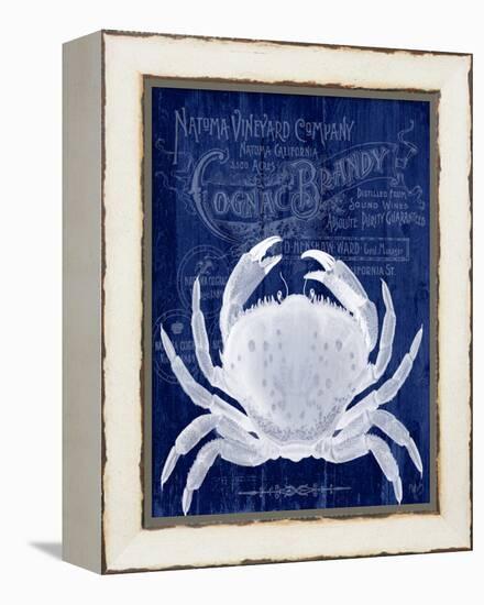 Crab Prohibition Crab On Blue-Fab Funky-Framed Stretched Canvas