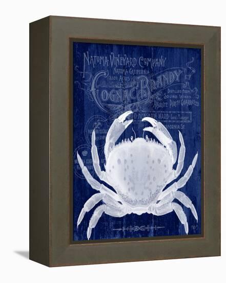 Crab Prohibition Crab On Blue-Fab Funky-Framed Stretched Canvas