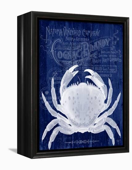 Crab Prohibition Crab On Blue-Fab Funky-Framed Stretched Canvas