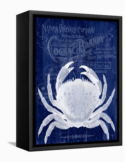 Crab Prohibition Crab On Blue-Fab Funky-Framed Stretched Canvas