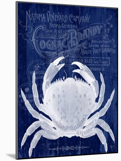 Crab Prohibition Crab On Blue-Fab Funky-Mounted Art Print