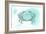 Crab - Teal - Coastal Icon-Lantern Press-Framed Art Print