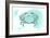 Crab - Teal - Coastal Icon-Lantern Press-Framed Art Print