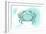 Crab - Teal - Coastal Icon-Lantern Press-Framed Art Print