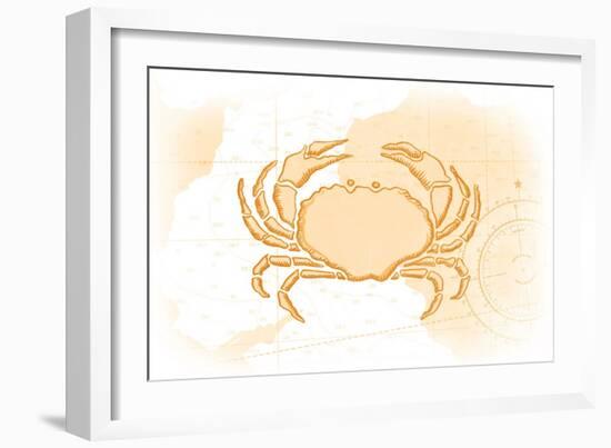 Crab - Yellow - Coastal Icon-Lantern Press-Framed Art Print