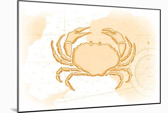 Crab - Yellow - Coastal Icon-Lantern Press-Mounted Art Print