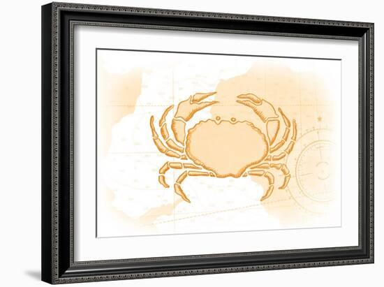 Crab - Yellow - Coastal Icon-Lantern Press-Framed Art Print