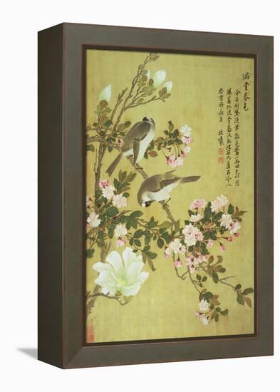 Crabapple, Magnolia and Baitou Birds-Ma Yuanyu-Framed Premier Image Canvas
