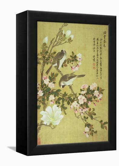 Crabapple, Magnolia and Baitou Birds-Ma Yuanyu-Framed Premier Image Canvas