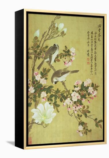 Crabapple, Magnolia and Baitou Birds-Ma Yuanyu-Framed Premier Image Canvas