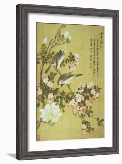 Crabapple, Magnolia and Baitou Birds-Ma Yuanyu-Framed Giclee Print